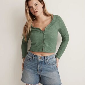 Madewell -1701 Crinkled‎ Cardigan in Trellis Green Small